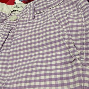 Gap Purple Checkered Adj Waist Kids Spring Easter Pants with Embroidered 5T